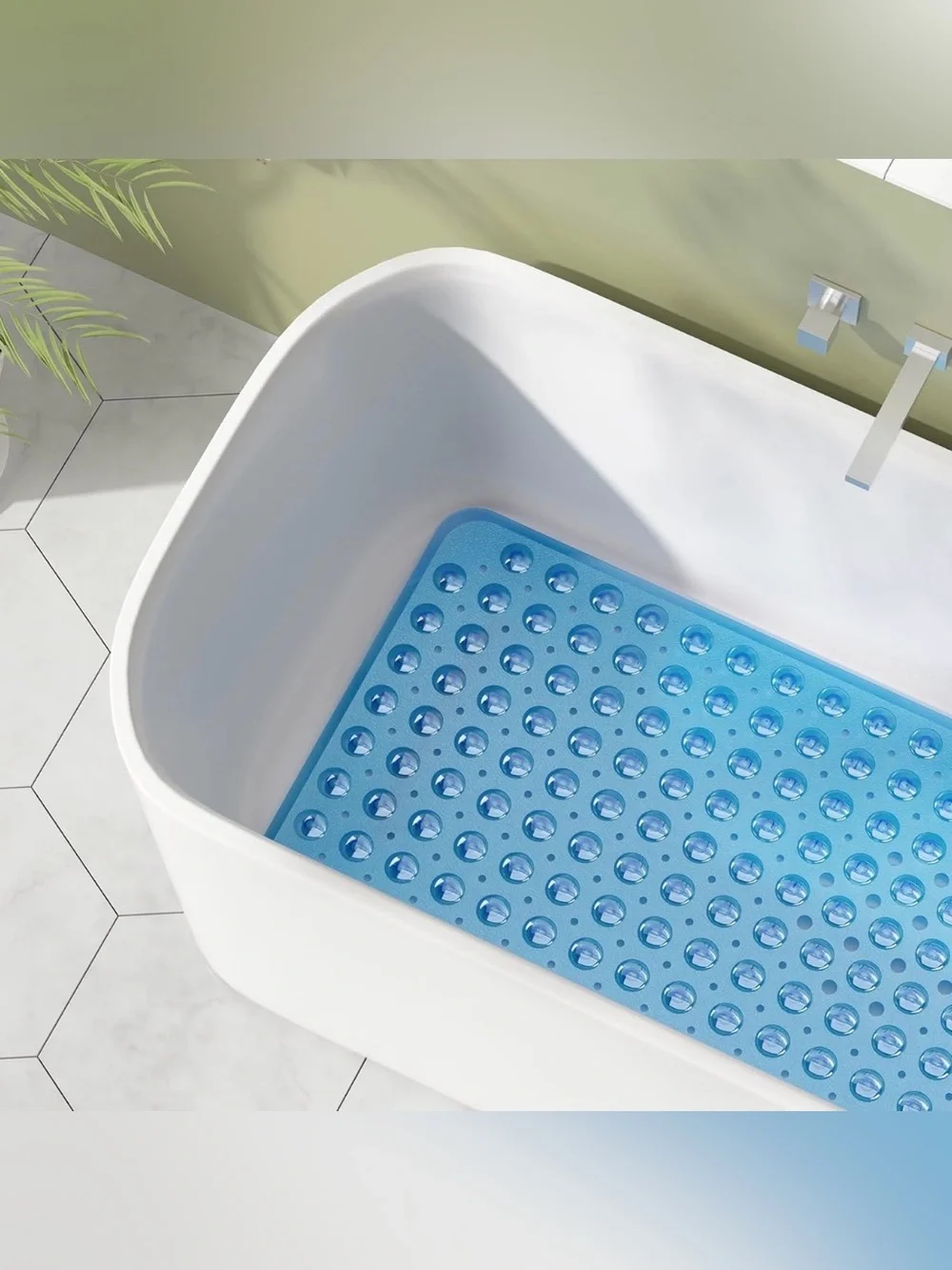 Bathtub Mat Shower Stall Mats with Suction Cups and Drain Holes, Non Slip Mat